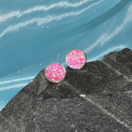 Miranda Ashley Sweet as Sugar Sparkle Vivid Pink Circlet Earrings Gift Packaged