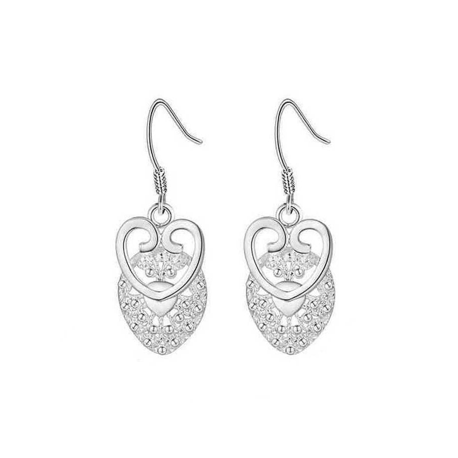 Scarletta Love Double Hearts Sterling Silver Earrings Gift Packaged