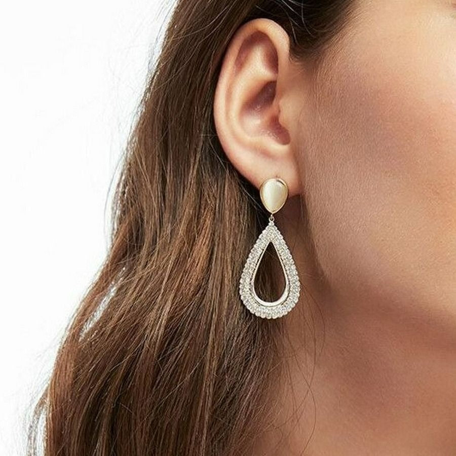 Destiny Pave Shimmering Hollow Teardrop Dangle Earrings