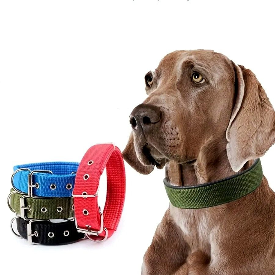 Nikalos Large Green Standard Nylon Comfort Strip D Ring Metal Buckle Dog Collar