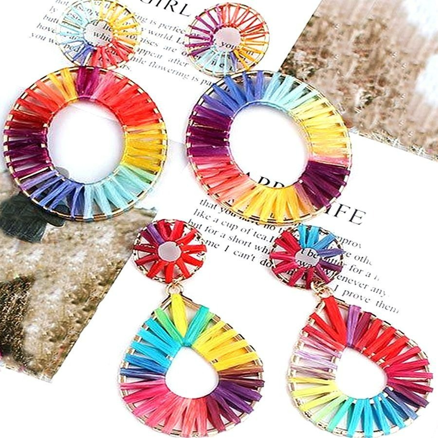 Lyanna Colorful Bohemian Cotton Weaved Earrings Oval Shaped Gift Packaged