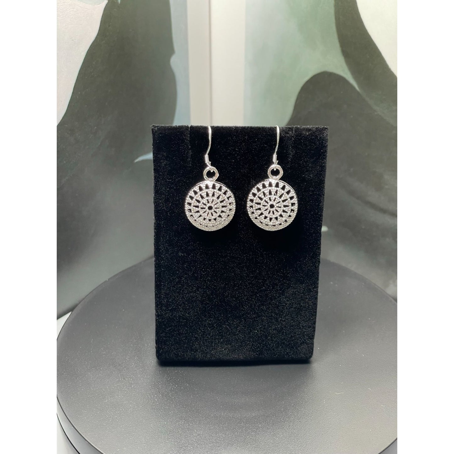 Jacqueline Medallion Sterling Silver Dangle Earrings Gift Packaged