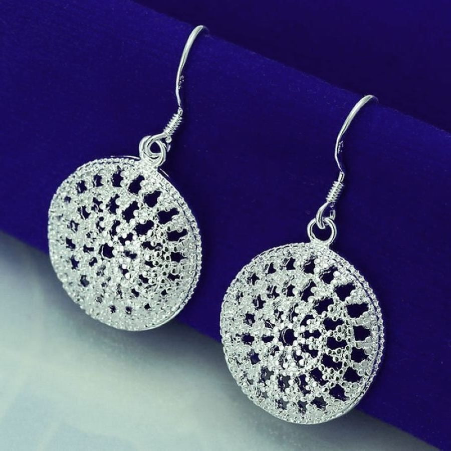 Jacqueline Medallion Sterling Silver Dangle Earrings Gift Packaged