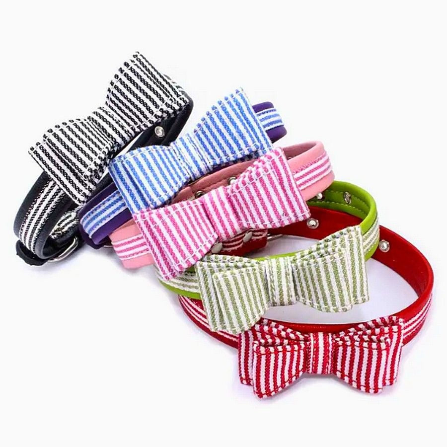 Zach Saylor Small Dog Red Oxford Stripe Bow Tie Pet Collar Gift Packaged